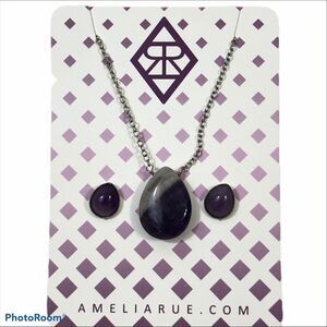 Amelia‎ Rue Amethyst Drop Set Necklace Earrings